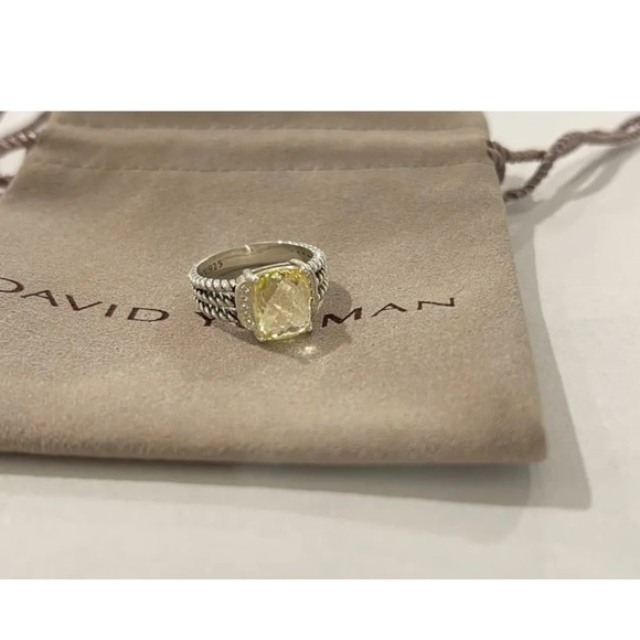 David Yurman Jewelry - David Yurman 925 Wheaton Petite 10x8mm With Lemon Citrine & Diamond Size 9